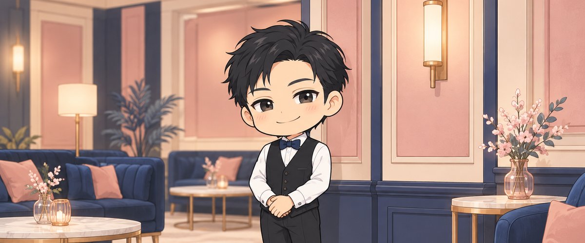 夜の店内を遠くから見ているイラスト