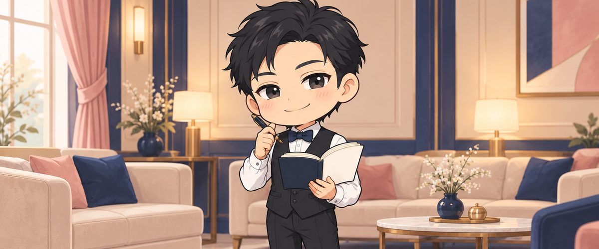 メモを手に思い出している黒服の男性のイラスト