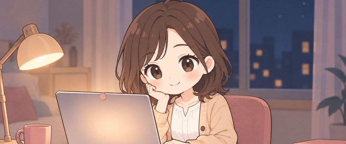 カメラにシールを貼ってパソコンでチャットする女性のイラスト